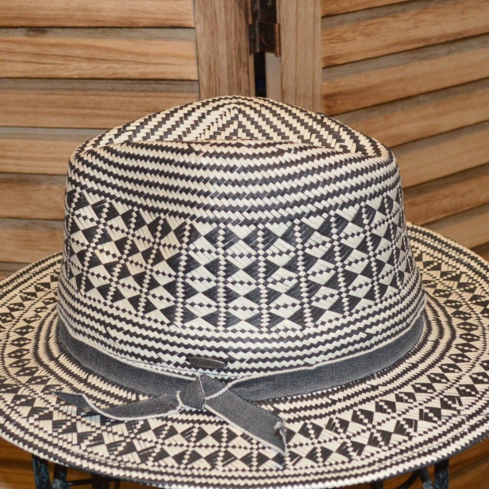 Coolibar Hat Gray/White Geometric Pattern Fedora … - image 5